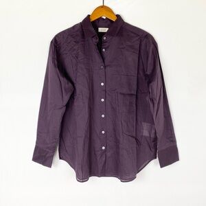 AYR The Deep End Button Down Long Sleeve Blouse Size Medium Purple Nightshade